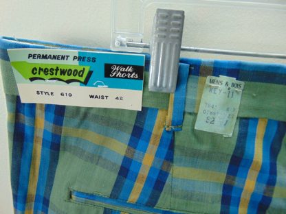 sns17	1950-60's	 NOS Plaid Vintage Shorts perma press blend	$40 	(42)Waist 41in.  Length 21in. - Image 4