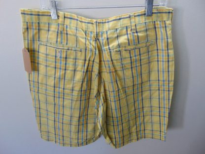 sns21	1950-60's	 Vintage Plaid Continental Pockets Shorts perma press blend	$30 	Waist 35in.  Length 19in. - Image 3