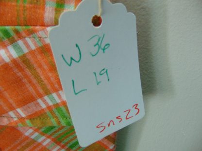 sns23	1950-60's	NOS Orange Plaid Vintage Shorts perma press blend	$40 	(38)Waist 36in.  Length 19in. - Image 2
