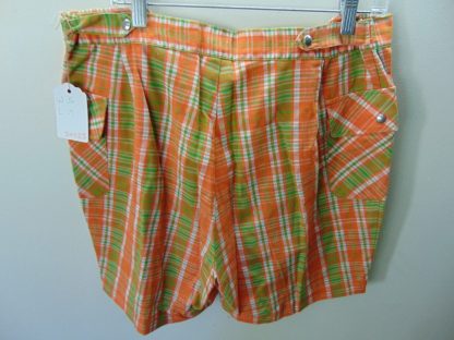 sns23	1950-60's	NOS Orange Plaid Vintage Shorts perma press blend	$40 	(38)Waist 36in.  Length 19in. - Image 3