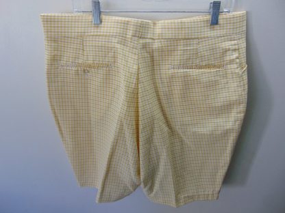 sns26	1970's	Vintage Polyester Plaid Yellow Shorts 	$20 	Waist 37in.  Length 20 1/2in. - Image 3
