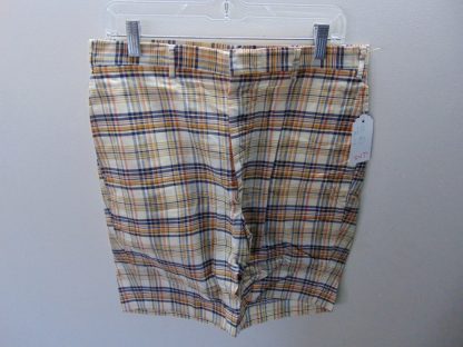 sns37	1950-60's	Vintage Plaid Shorts perma press blend	$30 	Waist 32in.  Length 19 1/2in.