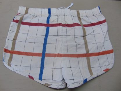 sws14	1960's	Vintage White Plaid Swim Shorts	$25 	Waist 35in.  Length 13in. - Image 4