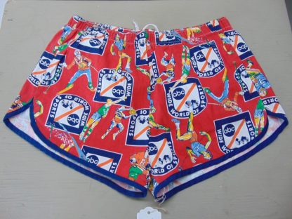 sws22	1970's	Vintage ABC Wide World of Sports Swim Shorts	$40 	Waist 32/ 38in.  Length 12in.
