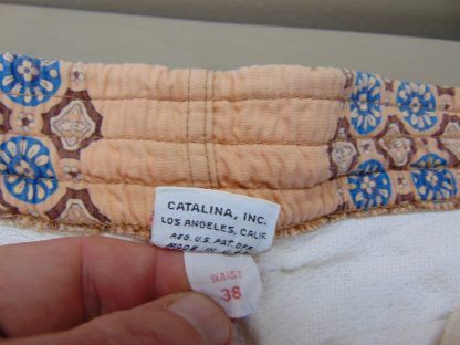 sws48	1940-50's	 Vintage Catalina Swim Cotton Shorts	$80 	(38)Waist 40in.  Length 16 1/2in. - Image 4