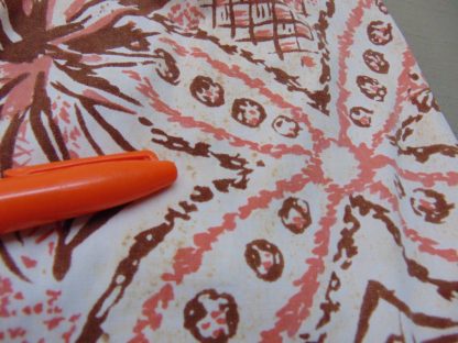 sws63	1940-50's	Vintage Shaheen"s of Hawaii Tapa print Swim Cotton Shorts	$60 	Waist 30/38in.  Length 13 1/2in. - Image 3