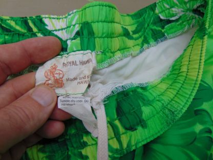 sws65	1970's	Vintage Royal Hawaii Swim Polyester Shorts	$30 	Waist 34/38in.  Length 14in. - Image 4