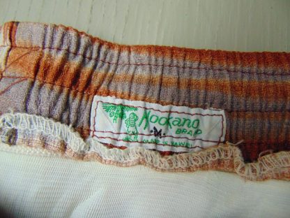 sws7	1960's	Vintage Barkcloth  Swim Shorts	$30 	Waist 31/38 in.  Length 15in. - Image 4