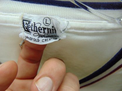 t42	1960's	White V neck stretchy L Knit Tee Vintage Shirt  cotton	$15 - Image 6