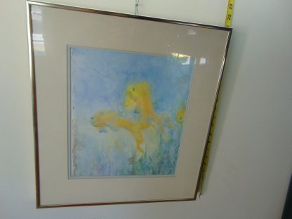 wa31	1980's	Vintage Bev Danks Homemade Paper and Watercolors framed Goldfish	$60