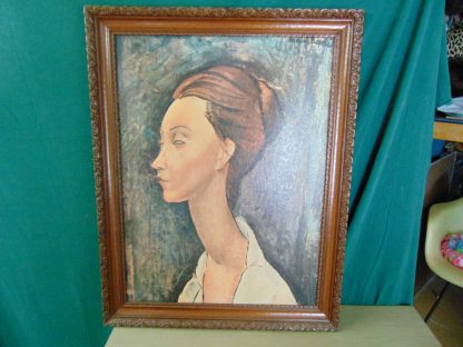wa52		Vintage Modigliani Profile of a Girl Print  framed	$20
