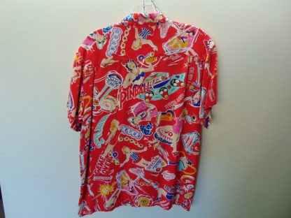 re96	1980's	Japanese Vintage Rayon Pin Up Girls Pinball Gambling  Theme inspired Shirt chest 41in	$50 - Image 3