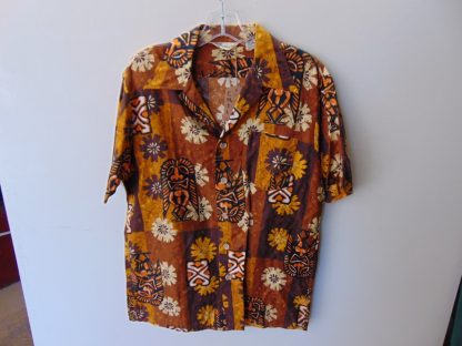 s67h183	1960's	Tiki Gods cotton vintage Hawaiian shirt Chest size 41 inches 	$30