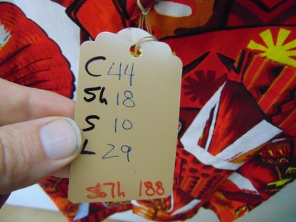 s67h188	1960's	Barkcloth cotton Tapa n Shells vintage Hawaiian shirt Chest size 44 inches 	$40 - Image 2