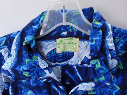 s67h201	1960's	Tiki Vertical border print cotton vintage Hawaiian shirt Chest size 46 inches 	$20 - Image 4