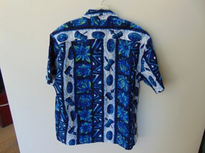 s67h201	1960's	Tiki Vertical border print cotton vintage Hawaiian shirt Chest size 46 inches 	$20 - Image 3