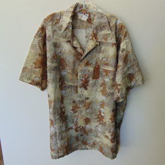 s67h205	1960's	Andrade poyester vintage like a real nature scene Hawaiian shirt Chest size 48 inches 	$20