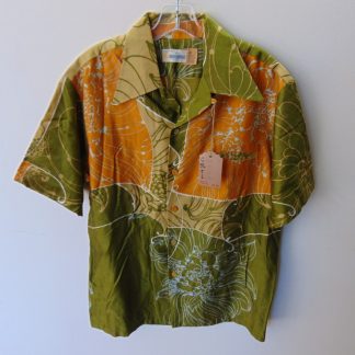 s67h219	1960's	Andrade heavy Acrylic Abstract ploral vintage Hawaiian shirt Chest size 45 inches 	$20