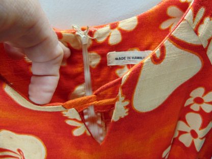 ww25	1970's	Vintage Womens Hawaiian cotton barkcloth mumu cool details	$60 - Image 5