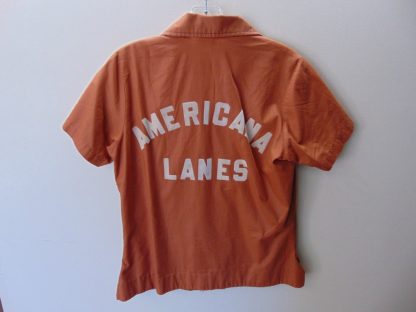 ww86	1970's	Vintage Womens American Lanes Bowling Shirt perma press chest size 38in.	$20