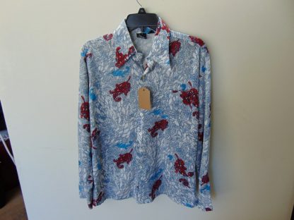 l7s56	1970's	Can see me Discoing Shirt poly or nylon vintage shirt L 	$30