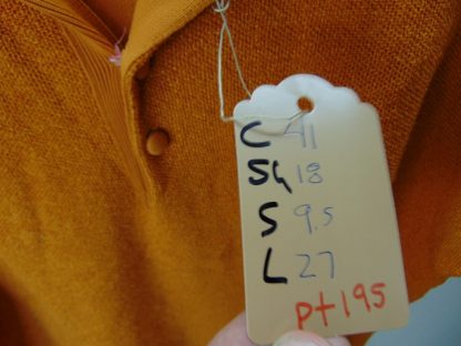 pt195	1960's	Vintage neat contrasting orange w/ covered buttons Shirt Chest 41in. M	$40 - Image 2