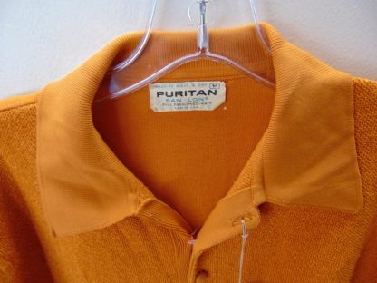 pt195	1960's	Vintage neat contrasting orange w/ covered buttons Shirt Chest 41in. M	$40 - Image 5