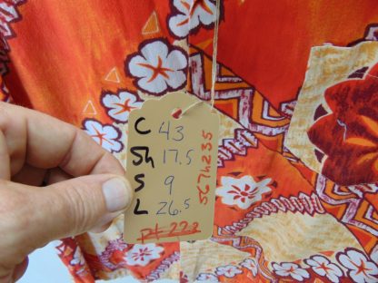 s67h235	1960's	Oranage Tapa Barkcloth cotton vintage Hawaiian shirt Chest size 43 inches 	$30 - Image 2