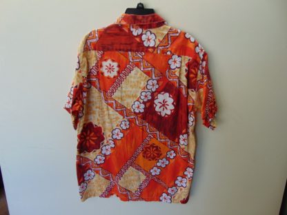 s67h235	1960's	Oranage Tapa Barkcloth cotton vintage Hawaiian shirt Chest size 43 inches 	$30 - Image 3