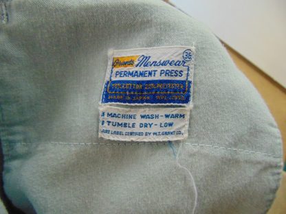 sns60	1960's	Vintage Blue Plaid perma press Shorts	$30 	Waist 35in.  Length 15.5 in. - Image 4